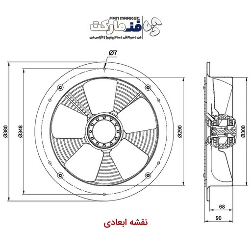 فن صنعتی 30 سانت آکسیال قاب گرد طرح آلمان دمنده VIF-30V4S با 18 ماه گارانتی