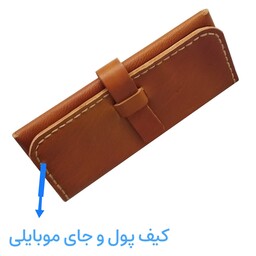 کیف پول و جای موبایلی چرم طبیعی