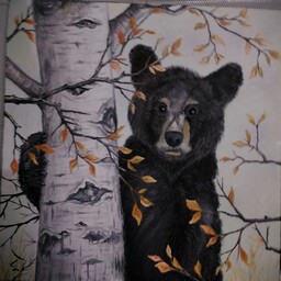 تابلو رنگ روغن خرس ابعاد 50در50