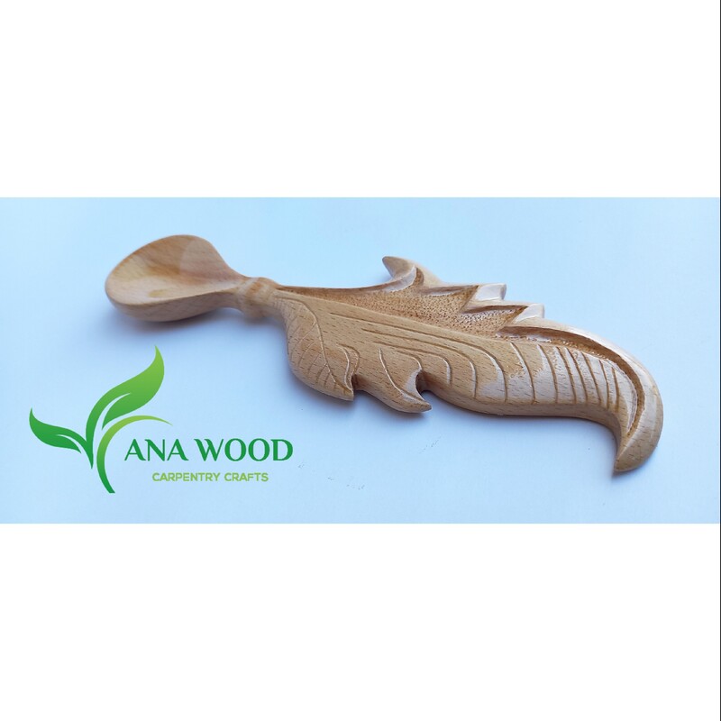 قاشق آجیل خوری چوبی مدل پردیس،رنگ طبیعی، کاملا دست ساز 