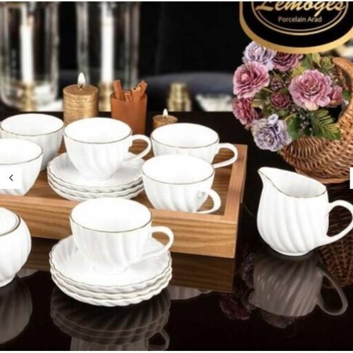 سرویس چای خوری نفره 17 پارچه لمون کارمن طرح مارپیچ لب طلا ( سرویس چای خوری شش نفر ه )( سرویس صبحانه خوری )( پذیرایی )

