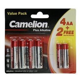 بسته 4 بعلاوه 2 باتری قلمی و نیم قلمی کملیون Camelion Plus Alkaline 