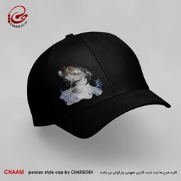 کلاه کپ مشکی مردانه هنری ایرانی با طرح سما زن، هو، هیچ برند چام 1102