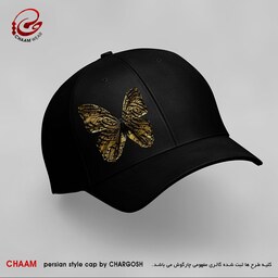 کلاه کپ هنری مردانه با طرح پروانه حافظ گویند سنگ لعل شود برند چام 2786