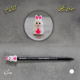 سر مدادی سیلیکونی خرگوش سفید مناسب برای استفاده برای انواع مداد