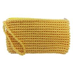 کیف لوازم آرایش زنانه مدل مکرومه رنگ زرد