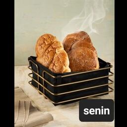 سبد نان مربع فلزی با روکش طلایی با کیفیت مناسب در غرفه سِنین