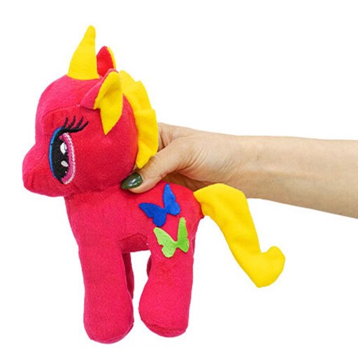 اسباب بازی عروسک اسب پونی رنگ زرد صورتی قرمز گلبهی
