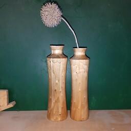 گلدان چوبی خراطی شده ارتفاع 20 سانت