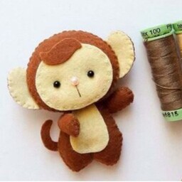 عروسک نمدی طرح میمون دوخت سفارشی دست دوز عروسک پارچه ای