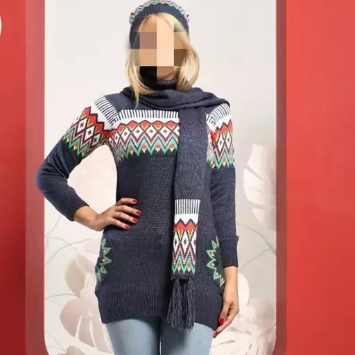 بافت همراه با شال و کلاه کد Cardigan-315 با کیفیت عالی در 5 رنگ و ارسال رایگان