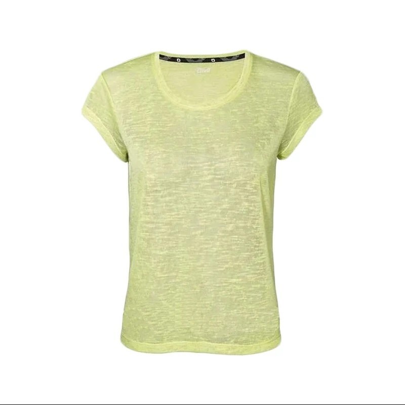 تی شرت آستین کوتاه ورزشی زنانه برند آلمانی کرویت سایز اسمال رنگ لیمویی