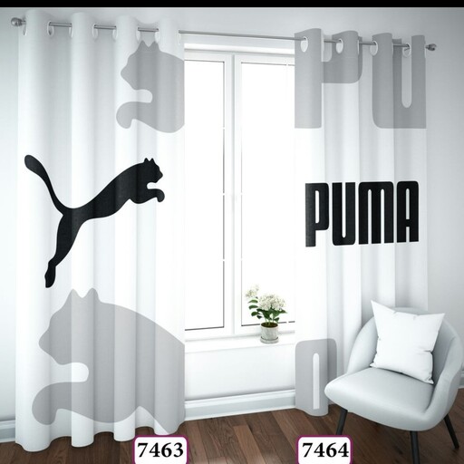 ست اتاق خواب نوجوان پسرونه طرح PUMA  دو پنل پرده  و ست روتختی 4 تیکه ست کامل قابل اجراست 