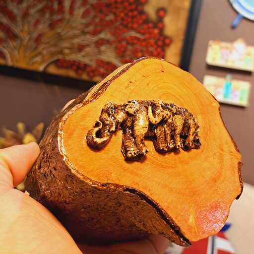 جا جواهری چوبی قندان چوبی جاسیگاری در دار جاساز چوبی جاجواهری هندی زیرسیگاری هندی دکور چوبی زیر سیگاری فیل دکور طرح فیل