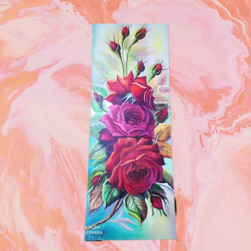 تابلو نقاشی رنگ روغن از گل رز زیبا  30در70