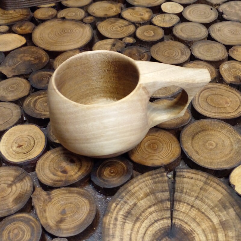 کوکسای چوبی ( کاپ قهوه )چوب گردو و پوشش گیاهی و رنگ طبیعی 