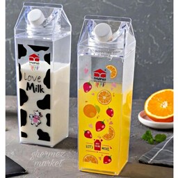 بطری شیر و آبمیوه اکریلیک طرح پاکت مدل میوه  ای (هزینه پست بر اساس وزن میباشد و درب منزل پرداخت میشود )