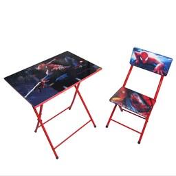 میز تحریر با صندلی میزیمو طرح مرد عنکبوتی (مدل پایه رنگی)کد 251