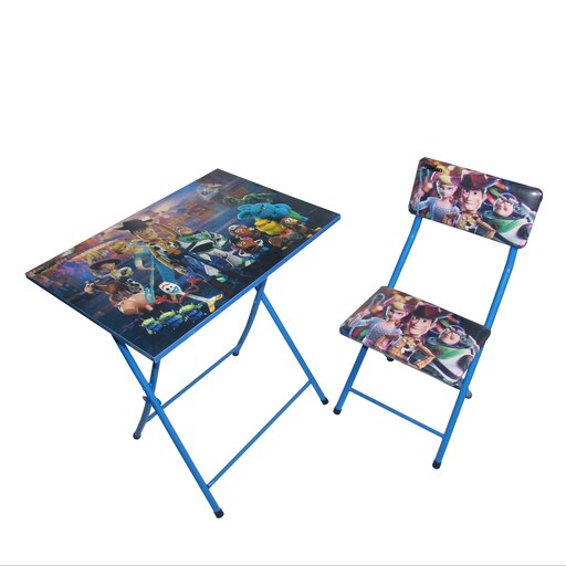 میز تحریر با صندلی میزیمو طرح اسباب بازی ها (مدل پایه رنگی)کد 251