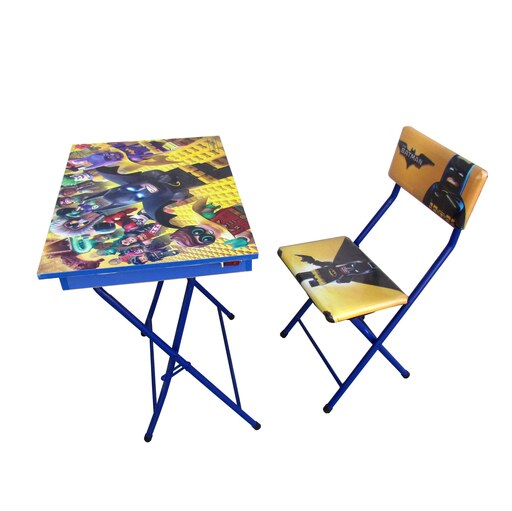 میز تحریر باکسدار با صندلی میزیمو طرح بتمن (مدل پایه رنگی)کد  51.1