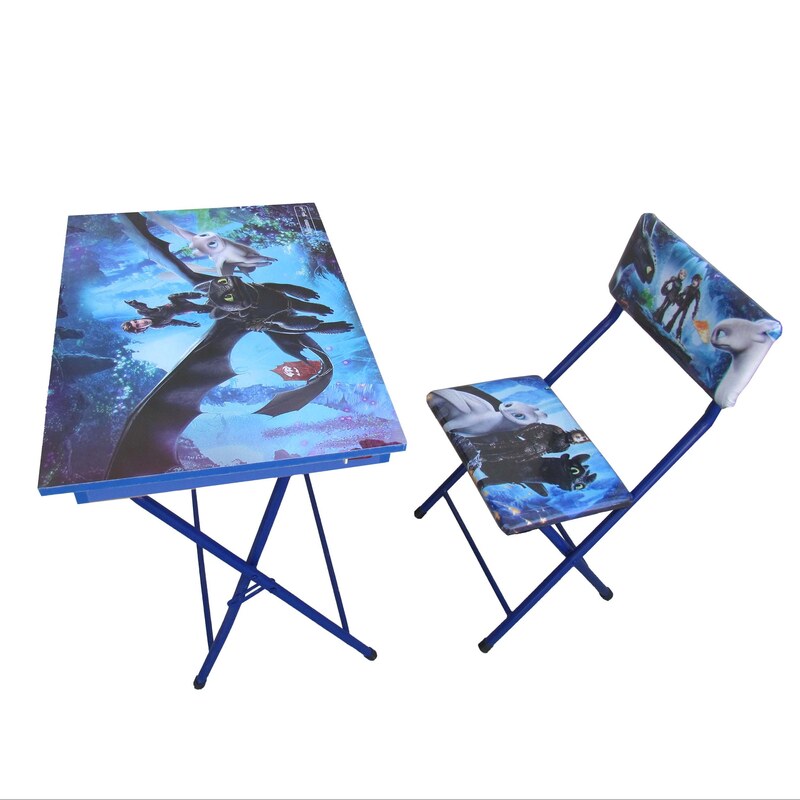 میز تحریر باکسدار با صندلی میزیمو طرح اژدها سواران(مدل پایه رنگی)کد  51.1
