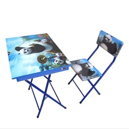 میز تحریر باکسدار با صندلی میزیمو طرح پاندای کونگفوکار (مدل پایه رنگی)کد  51.1
