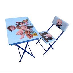 میز تحریر باکسدار با صندلی میزیمو طرح بچه رئیس (مدل پایه رنگی)کد  51.1