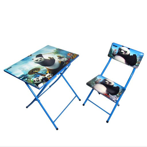 میز تحریر با صندلی میزیمو طرح پاندای کونگفو کار (مدل پایه رنگی)کد 251