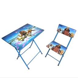 میز تحریر با صندلی میزیمو طرح عصر یخبندان (مدل پایه رنگی)کد 251