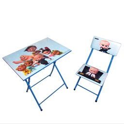 میز تحریر با صندلی میزیمو طرح بچه رئیس (مدل پایه رنگی)کد 251