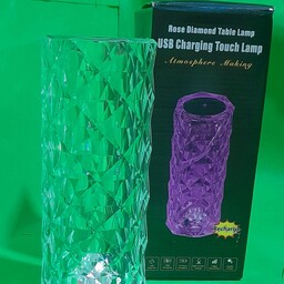   اباژور چراغ خواب رومیزی لمسی کریستالی ریموت دار 16 رنگ شارژ ی استوانه ای
