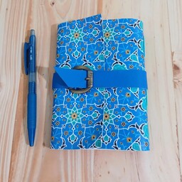 دفتر دستساز چرم طرح سنتی تذهیب آبی،40 برگ ،جنس کاغذ زخیم در 10 رنگ
