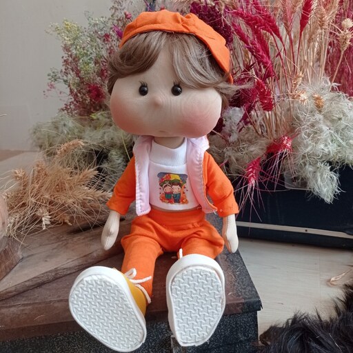 عروسک خنگول پسر نارنجی پوش سایز 38 سانت(ارسال رایگان)