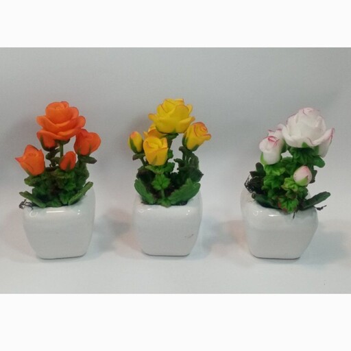 گل رز مصنوعی همراه گلدان تنوع گل کاکتوس  و گلدان صیفی جات