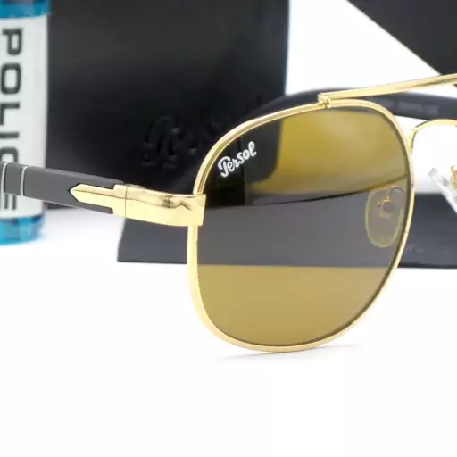 عینک آفتابی خلبانی پرسول Persol  شیشه سنگ UV400 دسته فنری 