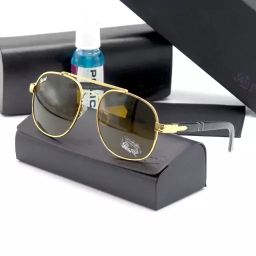 عینک آفتابی خلبانی پرسول Persol  شیشه سنگ UV400 دسته فنری 