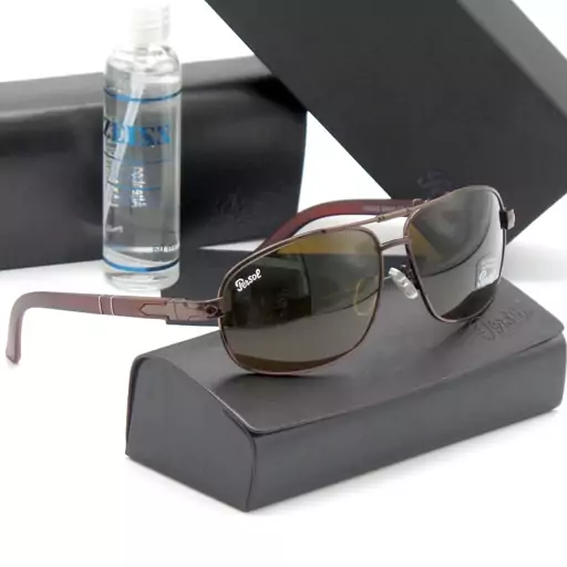 عینک آفتابی خلبانی پرسول Persol شیشه سنگ UV400   دسته فنری 