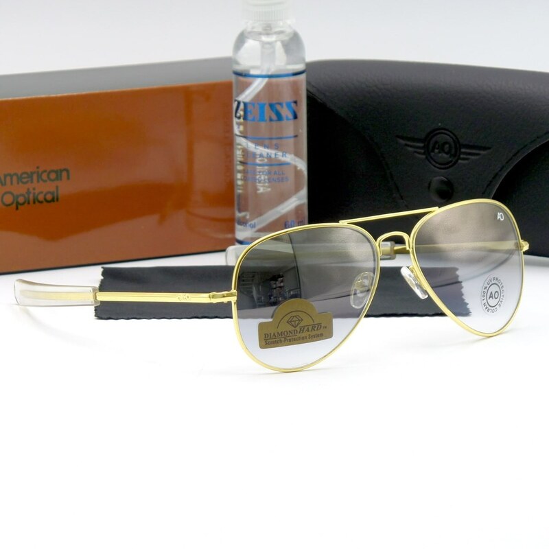 عینک آفتابی مردانه خلبانی  آمریکن اپتیکال AO شیشه سنگ UV400