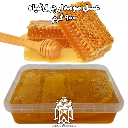 عسل باموم چهل گیاه طبیعی( 900 گرم ) عسل مومدار لاله کوهی خوانسار 