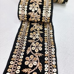 دانتل گیپور تزئین لباس دانتل پولک دوزی شده  با کیفیت(نیم متر)