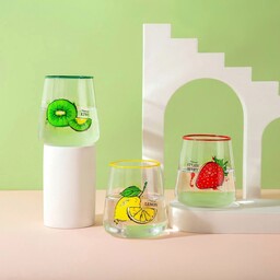 لیوان شیشه ای شفاف طرح میوه در رنگ و طرح های محتلف از برند مایا
