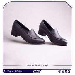 کفش زنانه چرم مدل تینا مدیری رنگ مشکی سایزبندی 37 تا 41