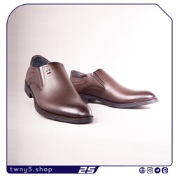 کفش چرم مردانه مدل فلاویر کشی رنگ قهوه ای سایز 41 الی 44