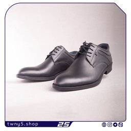 کفش مردانه چرم فلاویر بندی رنگ مشکی سایز بندی 41 الی 44