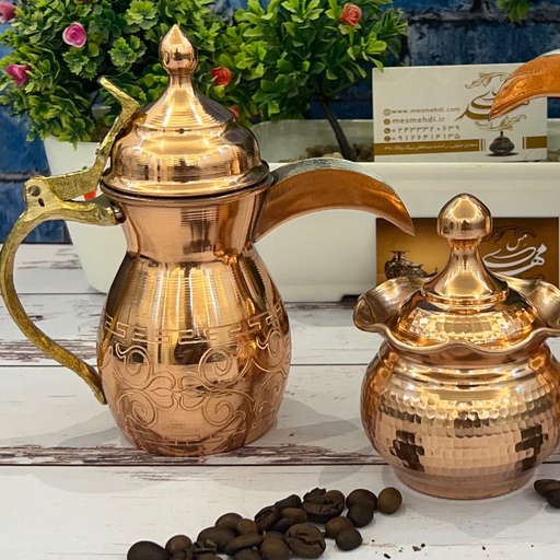 دله عربی کوچک قهوه جوش مسی طرحدار مس زنجان 2 شات 