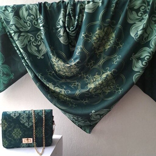 ست روسری و کیف زنانه پرفروش با کیف پاسپورتی کوچک رنگ سبز ارسال رایگان  na200