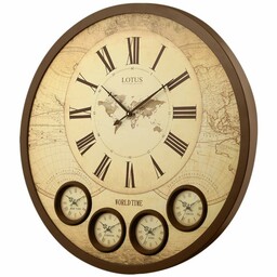 ساعت دیواری چوبی جهان نما  لوتوس مدل الا کد 90901 wt رنگ قهوه ای