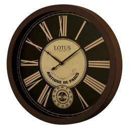 ساعت دیواری چوبی لوتوس مدل رنتون  قطر 80 سانت بزرگ قهوه ای  کد w7735