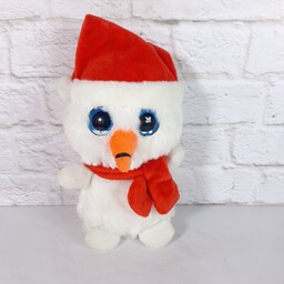 عروسک دونه برف کریسمسی ، کلاه بابانوئل سرشه ، چشم های تیله ای درشت داره .