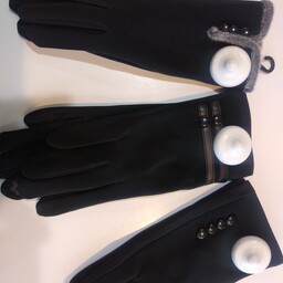 دستکش زمستانی گرم جنس خارجی داخل کرک درجه 1 فری سایز  رنگ مشکی